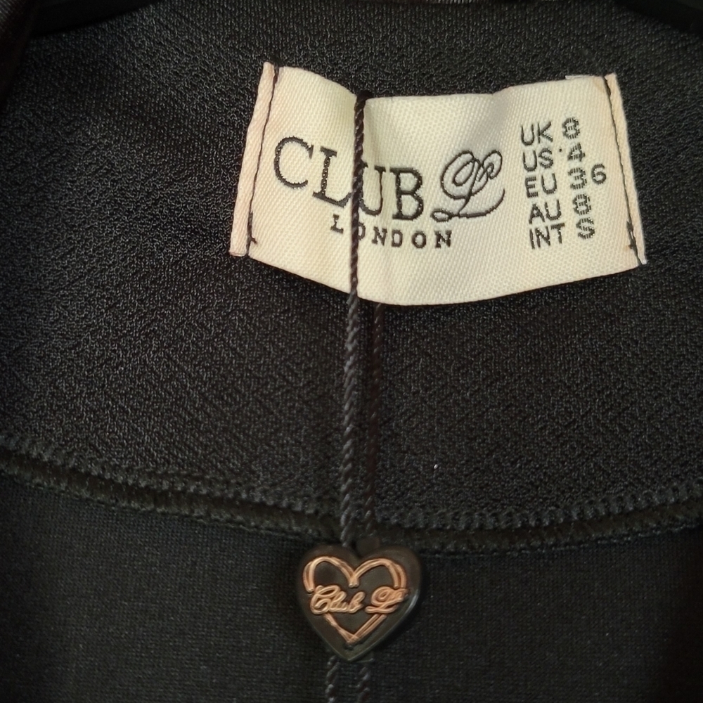 Nwt- CLUB LONDON, Silk Collar Ruched Split Dress. - Picture 9 of 13